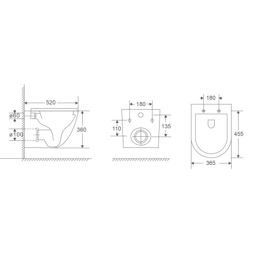Унитаз подвесной Mixxus Premium Ellipse-0303-R 520x365x360mm, система смыва Rimless (MP6463)