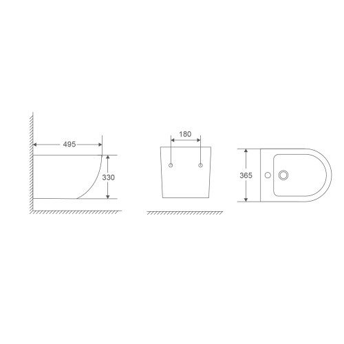 Біде підвісне Mixxus Premium Ellipse-0501 495x365x325mm (MP6469)