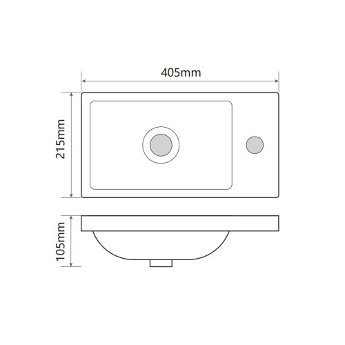 Меблева раковина Mixxus Premium QUADRO-1501 400х215х105mm з отвором під змішувач (MP6502)