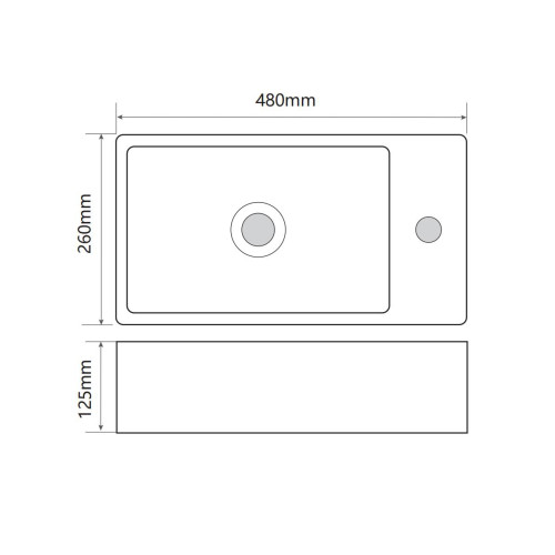 Раковина накладна Mixxus Premium QUADRO-0207 480х260х125mm з отвором під змішувач (MP6503)