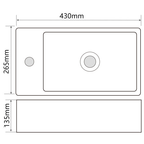 Раковина подвесная Mixxus Premium QUADRO-1201-R 430х265х135mm с отверстием под смеситель (MP6504)