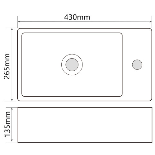 Раковина подвесная Mixxus Premium QUADRO-1201-L 430х265х135mm с отверстием под смеситель (MP6505)