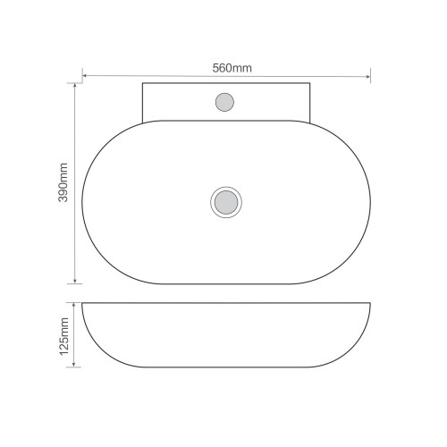 Раковина підвісна MIXXUS PREMIUM DIVERSE-0201 560х390х125mm з отвором під змішувач (MP6510)