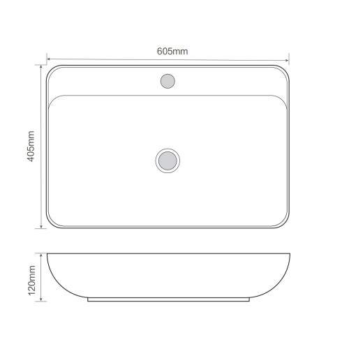 Раковина накладна Mixxus Premium BEVEL-0203 600х405х120mm з отвором під змішувач (MP6513)