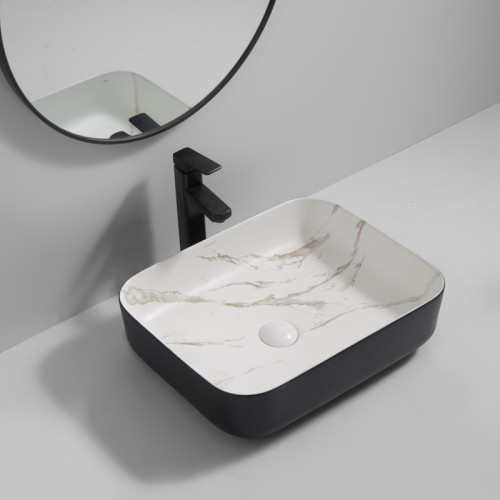 Раковина накладна MIXXUS PREMIUM DIVERSE-0110 MARBLE-BLACK 500х390х130mm (MP6517)