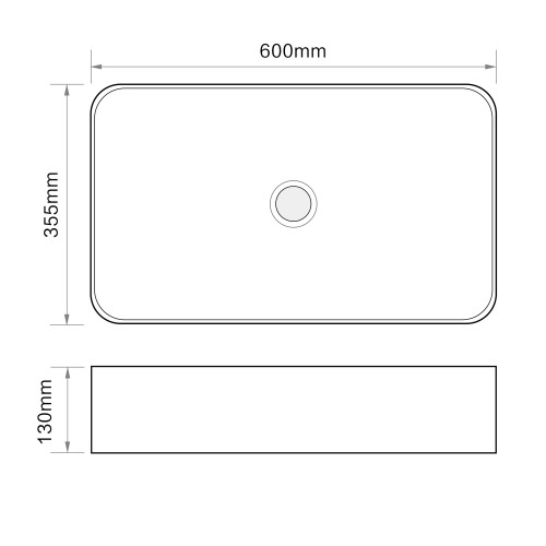 Раковина накладная Mixxus Premium QUADRO-0106 600х355х130mm (MP6523)