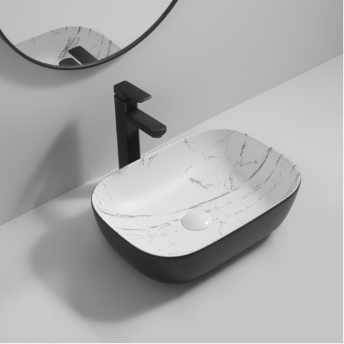 Раковина накладная MIXXUS PREMIUM DIVERSE-0112 MARBLE-BLACK 455х325х135mm (MP6541)