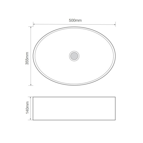 Раковина накладная Mixxus Premium BEVEL-0106 500х355х140mm (MP6546)