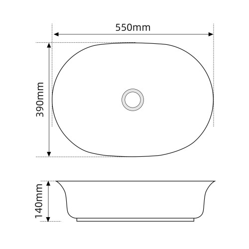 Раковина накладная Mixxus Premium ELLIPSE-0103 550х390х140mm (MP6553)