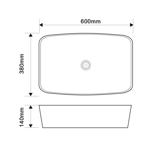 Раковина накладная Mixxus Premium DIVERSE-0111 EDGE BLACK 600х380х140mm (MP6562)