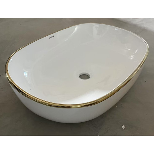Раковина накладна Mixxus Premium ELLIPSE-0105 EDGE GOLD 600х400х150mm (MP6564)