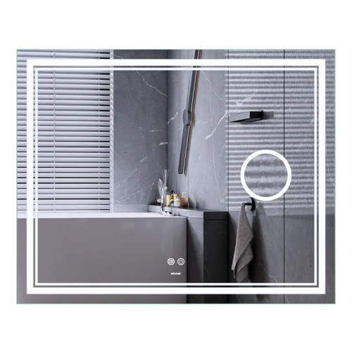Зеркало Mixxus Premium QUADRO MR20-100x80 с Led Touch, Anti-fog, димером, регулятором яркости, линзой (MP6623)