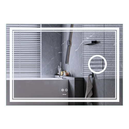 Дзеркало Mixxus Premium QUADRO MR20-120x80 з Led Touch, Anti-fog, димером, регулятором яскравості, лінзою (MP6624)