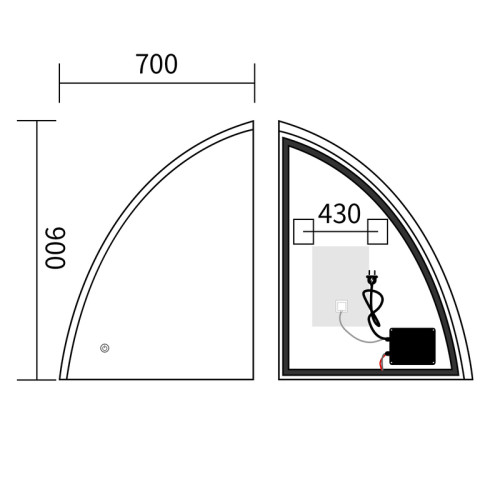 Дзеркало Mixxus Premium TOPPER MS02-75x100 із Led Touch, Anti-fog, димером (3-6,5kK) (MP6634)