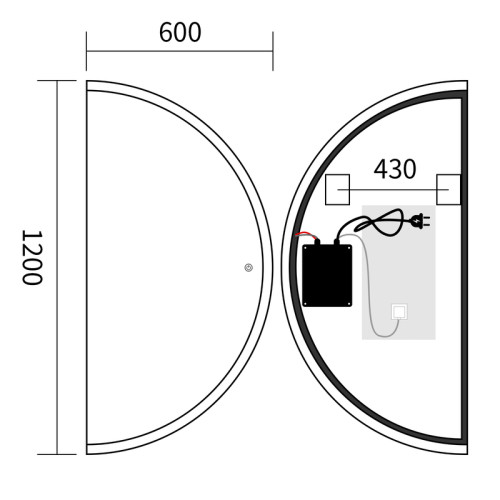 Дзеркало Mixxus Premium TOPPER MS03-60x120 із Led Touch, Anti-fog, димером (3-6,5kK) (MP6635)
