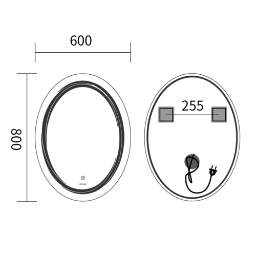Дзеркало Mixxus Premium WAVE MV04-60x80 із Led Touch, Anti-fog, димером (3-6,5kK) (MP6636)