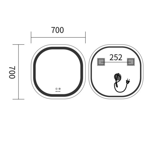 Дзеркало Mixxus Premium DIVERSE MR16-70x70 із Led Touch, Anti-fog, димером (3-6,5kK) (MP6640)