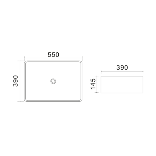 Раковина накладна Mixxus Premium QUADRO-0108 GRAY 550x390x145mm (MP6652)
