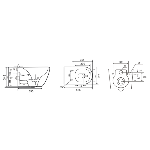 Унітаз підвісний Mixxus Premium ELLIPSE-0309-T1 GRAY 530x360x350mm система змиву TORNADO 1.0 (MP6655)