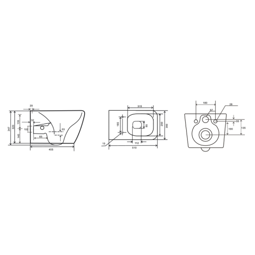 Унітаз-біде підвісний Mixxus Premium QUADRO-1301-R 510x350x345mm система змиву RIMLESS (MP6658)