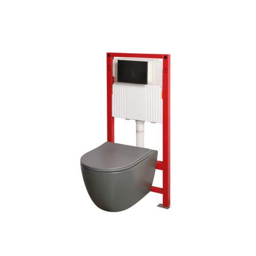 Комплект: Mixxus Premium Ellipse-SET-2101 Gray (2 ящ) Унітаз система змиву Tornado 3.0+ Інсталяція Koer KT-0404 + панель KT-0604-07 Gun Gray (MP6668)