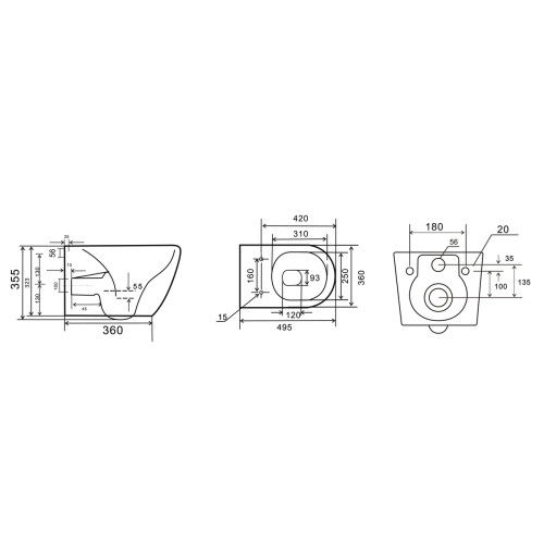 Комплект: Mixxus Premium Ellipse-SET-2101 Gray (2 ящ) Унітаз система змиву Tornado 3.0+ Інсталяція Koer KT-0404 + панель KT-0604-07 Gun Gray (MP6668)