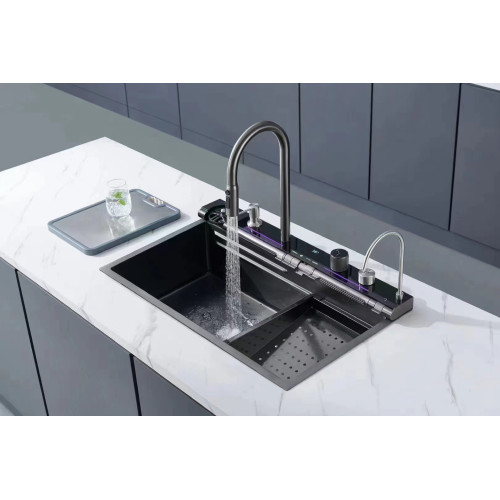 Мийка багатофункціональна Mixxus MH7546-SET-07 DECOR NANO-BLACK із вбудованим змішувачем (MX9578)