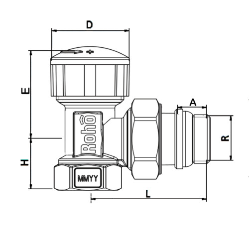 Кран радіаторний термостатичний Roho R5150-050 - 1/2