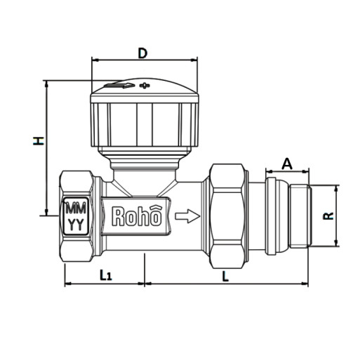 Кран радіаторний термостатичний Roho R5161-050 - 1/2