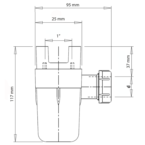 Сифон для групи безпеки Roho R2200-100 - 25x32 (універсальний) (RO0161)