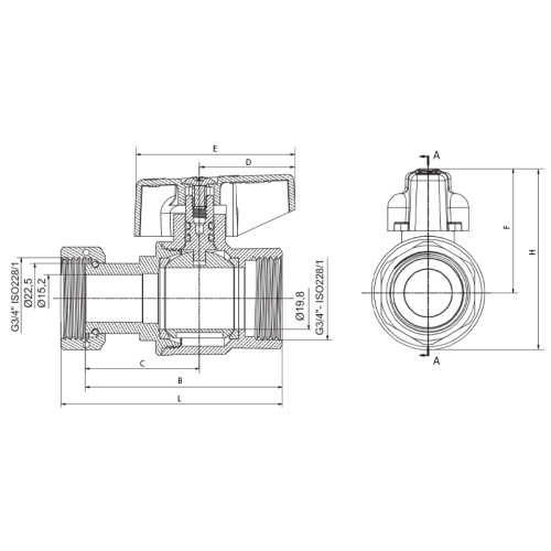 Кран кульовий Roho R115-075B -3/4