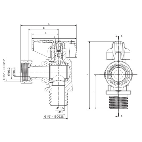 Кран кульовий Н/Г Roho R116-050B -1/2