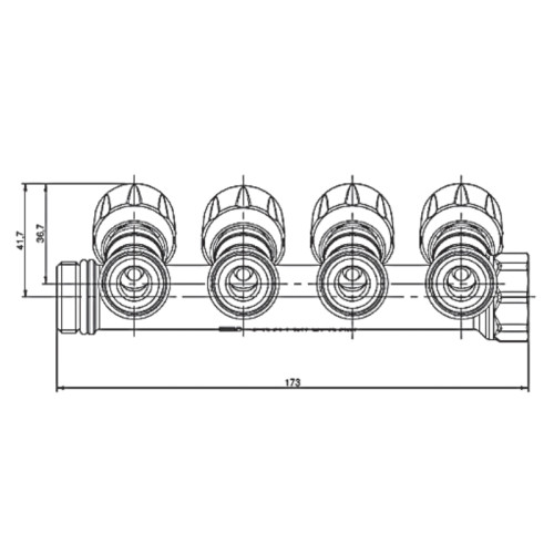 Колектор з регулюючими вентилями на 4 вих. Roho R809-04 - 3/4