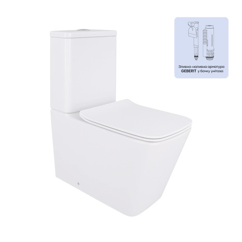 Унітаз-компакт Qtap Crow безободковий з сидінням Soft-close QT05222170W