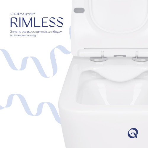 Унітаз підвісний Qtap Crow Rimless безободковий з сидінням Soft-close QT05335170W