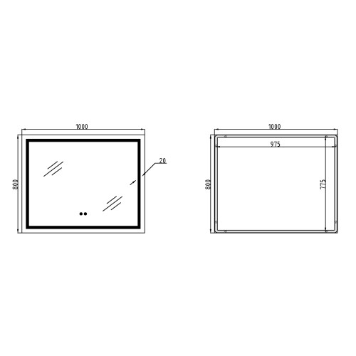 Дзеркало Qtap Mideya (DC-F614) 1000х800 з LED-підсвічуванням Touch, з антизапітнінням, диммером QT2078F614W