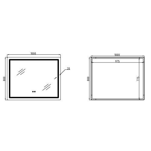 Дзеркало Qtap Mideya (DC-F910) 1000х800 з LED-підсвічуванням Touch, з антизапітнінням, диммером QT2078F910W