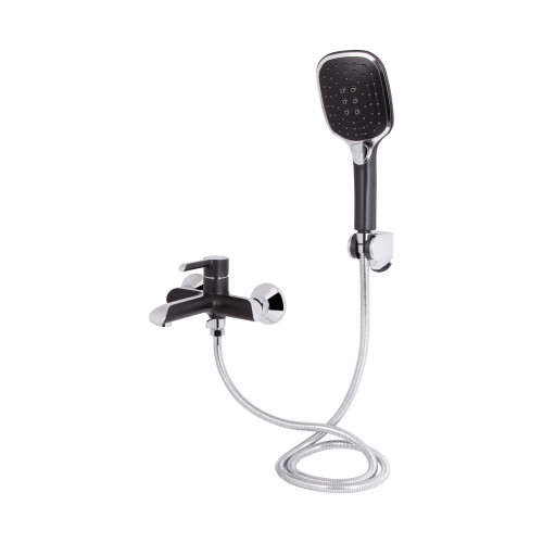 Змішувач для ванни Qtap Grand (з душовим гарнітуром) QTGRABCR006 Chrome/Black