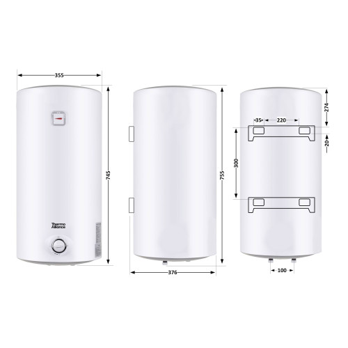 Водонагрівач електричний Thermo Alliance 50 л SLIM вертикальний, мокрий ТЕН 1,5 кВт D50V15Q1