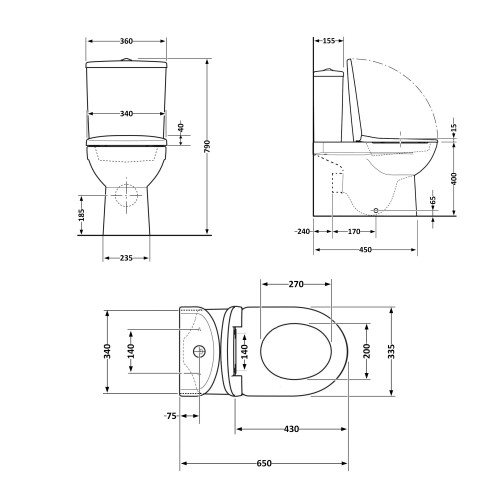 Унітаз-компакт Qtap Presto безободковий з сидінням Soft-close QT24221217AW