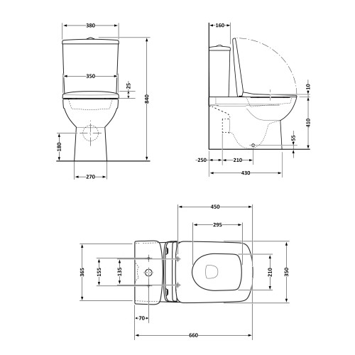 Унітаз-компакт Qtap Kalao безободковий з сидінням Soft-close QT08221213AW