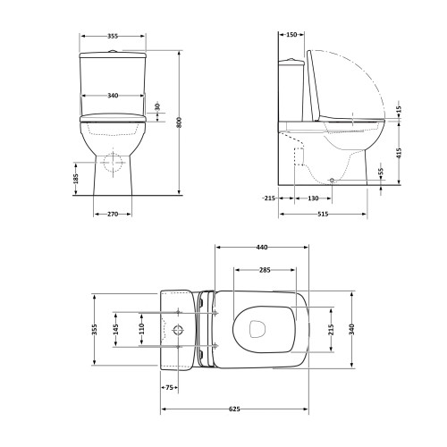 Унітаз-компакт Qtap Nando безободковий з сидінням Soft-close QT12221222AW