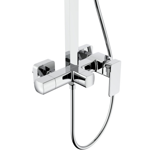 Душова система для кабіни Qtap Capricorn на три споживачі (з виливом) 53103KNC Chrome