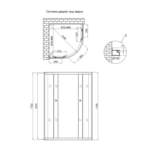 Душова кабіна Lidz Latwa SC90x90.SAT.MID.FR, скло Frost 4 мм без піддону