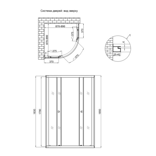 Душова кабіна Lidz Latwa SC90x90.SAT.LOW.GR, скло тоноване 4 мм без піддону