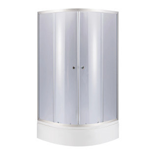 Lidz Latwa SC90x90.SAT.MID.GR Душова кабіна напівкругла, скло тон. 4 мм + Lidz Душовий піддон KAPIELKA ST90x90x26, з панеллю