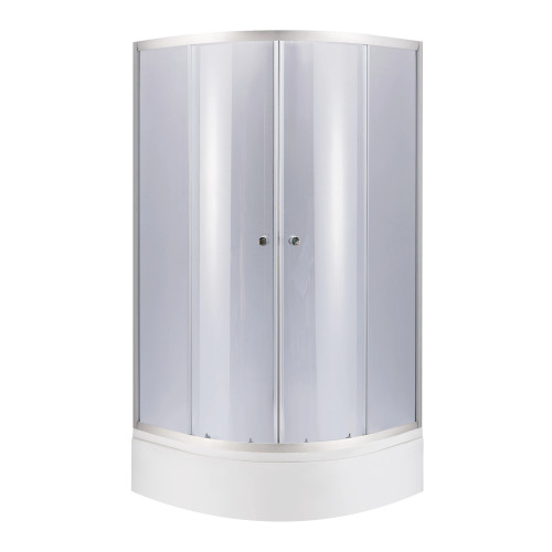 Lidz Latwa SC90x90.SAT.MID.GR Душова кабіна напівкругла, скло тон. 4 мм + Lidz Душовий піддон KAPIELKA ST90x90x26, з панеллю