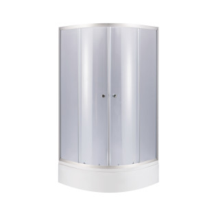 Lidz Latwa SC80x80.SAT.MID.GR Душова кабіна напівкругла, скло тон. 4 мм + Lidz Душовий піддон KAPIELKA ST80x80x26, з панеллю