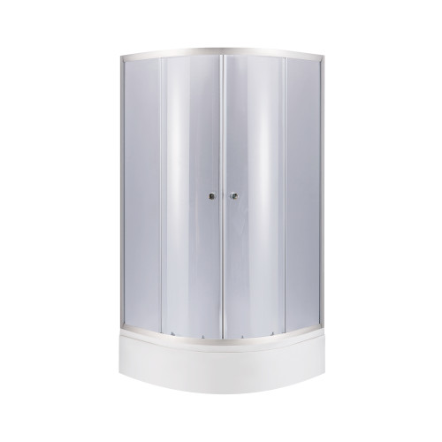 Lidz Latwa SC80x80.SAT.MID.GR Душова кабіна напівкругла, скло тон. 4 мм + Lidz Душовий піддон KAPIELKA ST80x80x26, з панеллю
