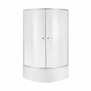 Lidz Latwa SC80x80.SAT.HIGH.FR Душова кабіна напівкругла, скло Frost 4 мм + Lidz Душовий піддон KAPIELKA ST80x80x41, з панеллю